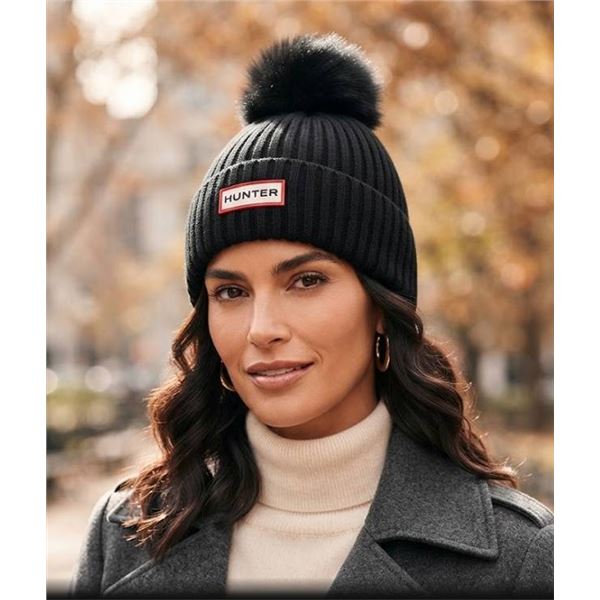 Hunter Ribbed Cuff Beanie Fleece Lined Black