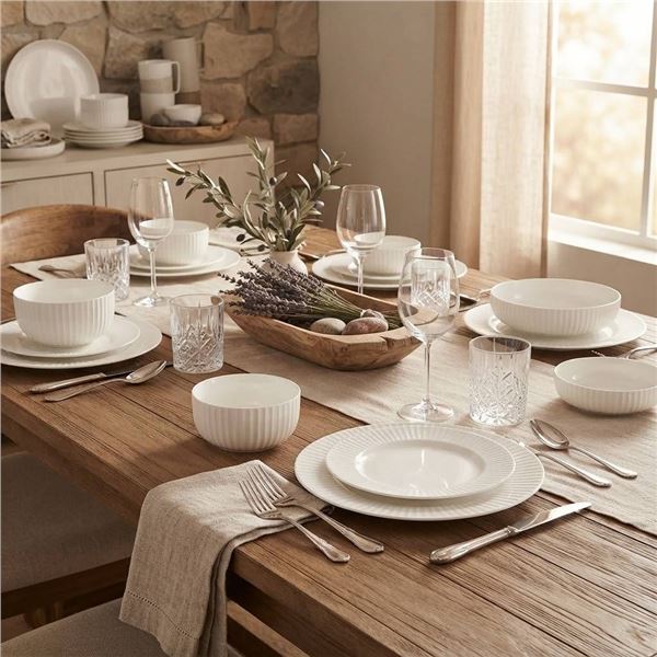 Maison Levive Ridge 40-Pc Bone China Dinner Set