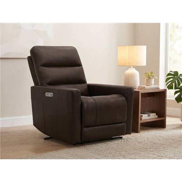 Gilman Creek Leather Power Recliner, Dark Brown