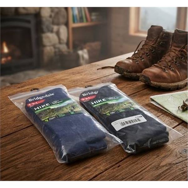 2 Pairs Bridgedale Men's Hike Merino Socks M