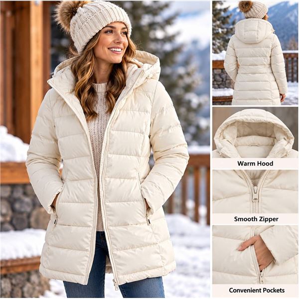 Lole White Hooded Puffer Jacket Size S/P