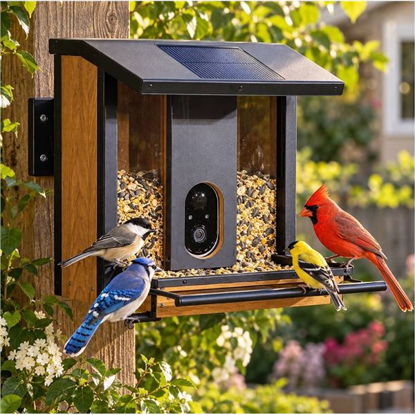 Evergreen Solar Camera Bird Feeder, WiFi, 3.5 lb
