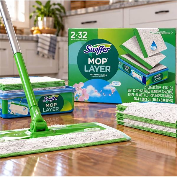 Swiffer Mop Laver 64 Wet Cloths 25.4x20.3cm
