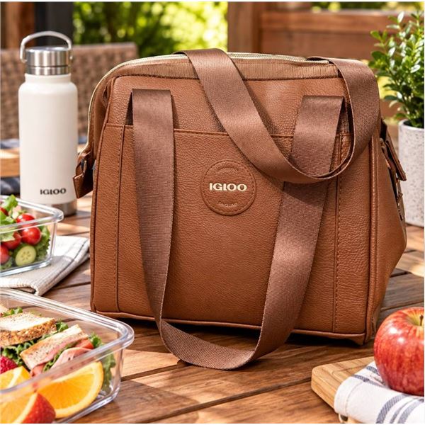 Igloo Brown Faux Leather Insulated Lunch Bag