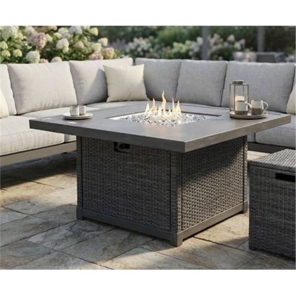 Outdoor Gas Fire Pit Table 42" Square Wicker Base