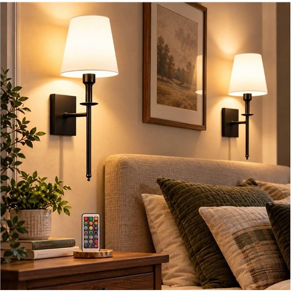 DOREShop Battery Wall Sconces Black Set of 2