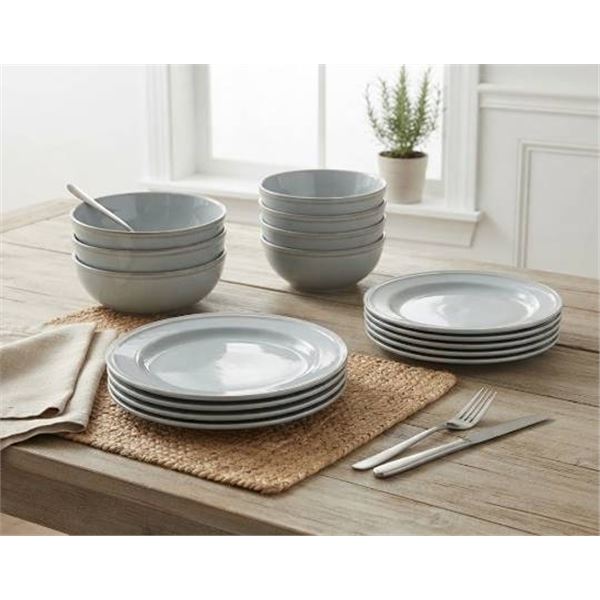 Over & Back 16-Piece Blue Ceramic Dinnerware Set