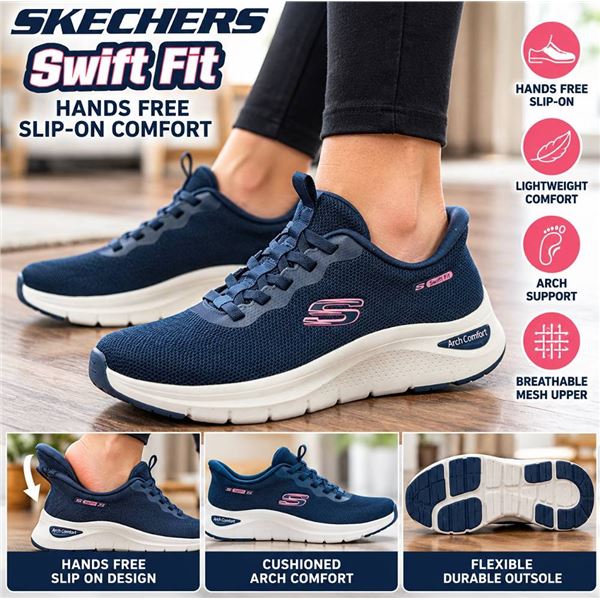 Skechers Swift Fit Navy Shoes Size 9