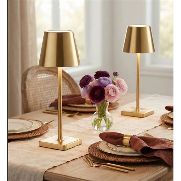 Mikasa Set of 2 Gold Touch LED Rechargeable Lamps