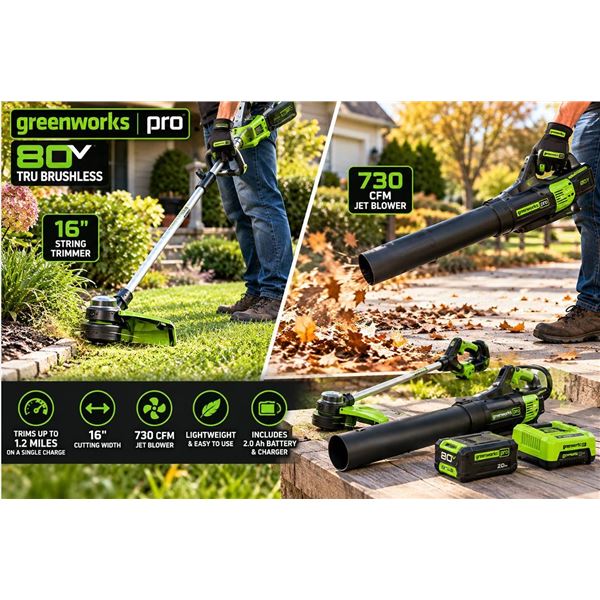 Greenworks Pro 80V String Trimmer & Jet Blower