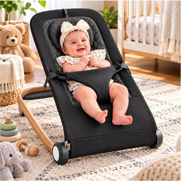 Lil Lavender Garden Baby Bouncer Black