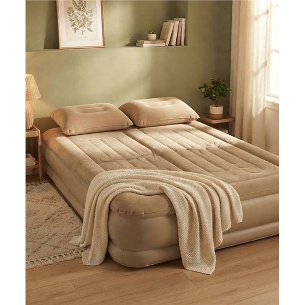 Inflatable Double Air Mattress With 12V Pump Set And 2 Inflatable Pillows