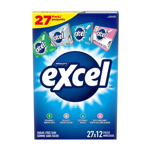 Excel Sugar-Free Gum 27 Packs Assorted Flavours