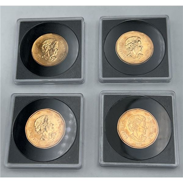 2005 Terry Fox commemorative Canada Loonie Dollar Coin Cased Set Of 4