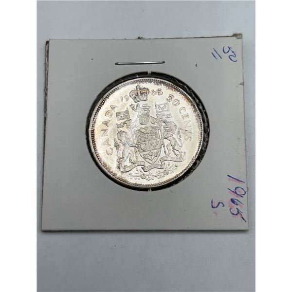 1965 Canada 50 Cents Silver Half Dollar Coin