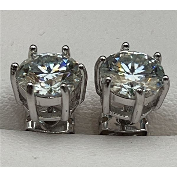 $1975 APRAISED 4.00 CT TW GRA CERTIFIED ROUND BRILLIANT CUT MOISSANITE EARRING SET