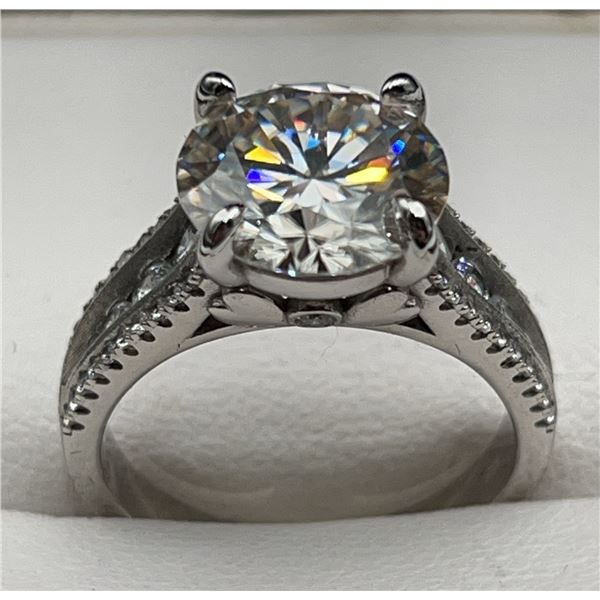 $3475 APPRAISED 5.00 CT GRA CERTIFIED ROUND BRILLIANT CUT MOISSANITE RING