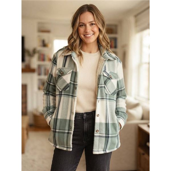 Sage Collective Sherpa-Lined Plaid Jacket S/P