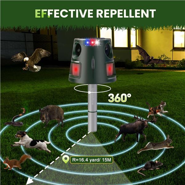 QueenMew 360Â° Solar Ultrasonic Animal Repeller