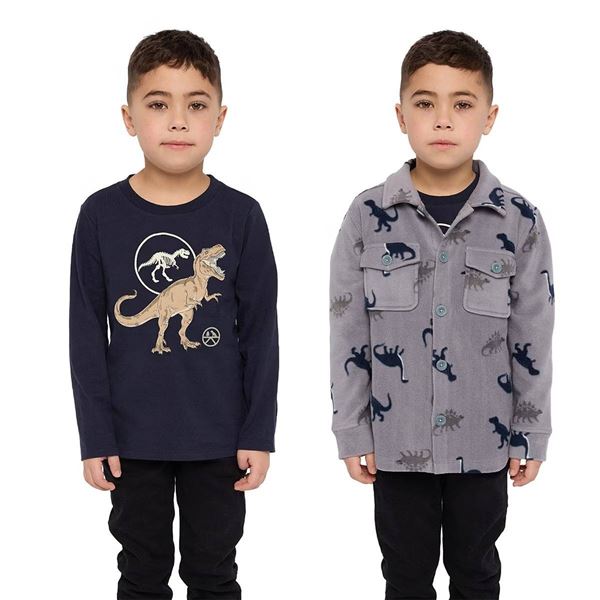 PekkIe Boys' Dinosaur 2-Piece Top Set, Size 8
