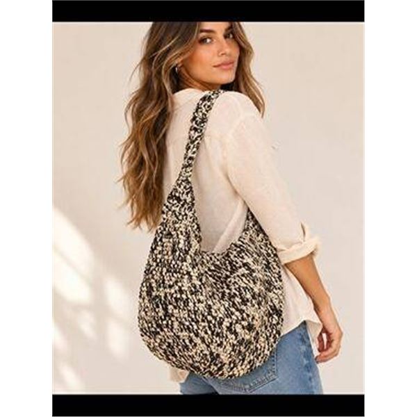 Banana Republic Raffia Tote Bag Black White