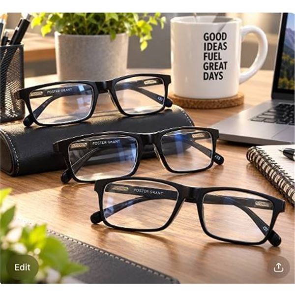 Foster Grant 3pk Reading Glasses +2.50 With Case