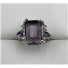 Image 1 : Emerald Cut 1.0 Carat Amethyst Solitaire .985 Silver Ring