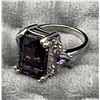 Image 3 : Emerald Cut 1.0 Carat Amethyst Solitaire .985 Silver Ring