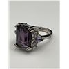 Image 5 : Emerald Cut 1.0 Carat Amethyst Solitaire .985 Silver Ring