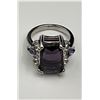 Image 6 : Emerald Cut 1.0 Carat Amethyst Solitaire .985 Silver Ring