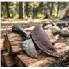 Image 1 : Damascus Curved Blade Knife With Black Handle And Sheath