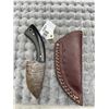 Image 2 : Damascus Curved Blade Knife With Black Handle And Sheath