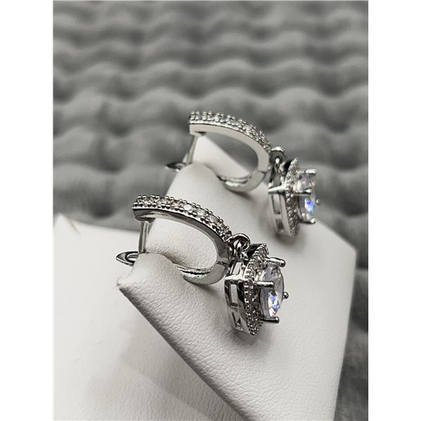 Sterling Silver Cushion set 2.0 carat solitaire earrings set