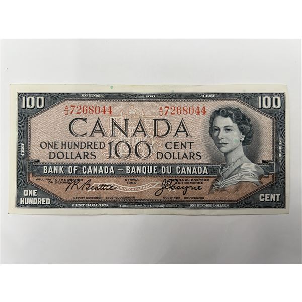 Vintage Bank of Canada $100 Bank Note Beattie & Coyne signatures VG Cond.