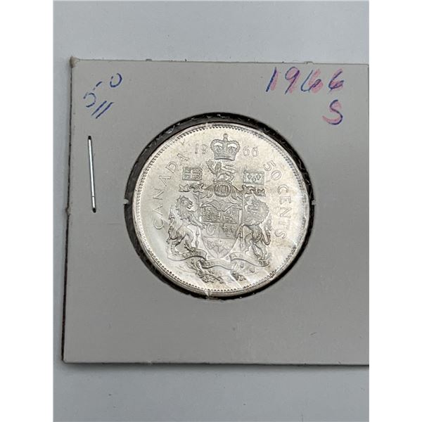 1966 Canada 50 Cent .999 Silver half dollar coin