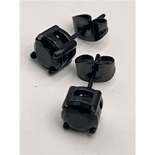 Ladies Black Ice 2.0 Carat TW Solitaire Stud Earrings Set