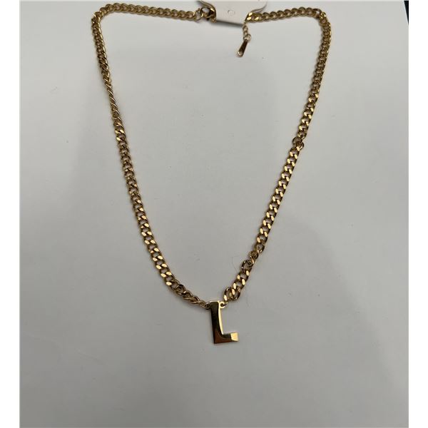 14K GP Chain & L Pendant Set