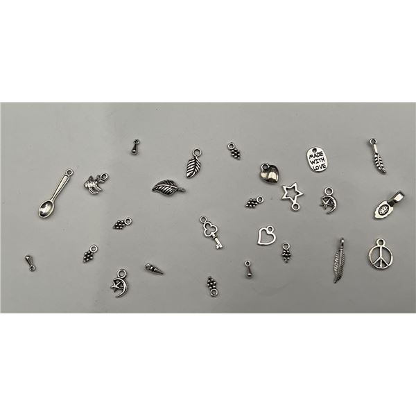 Wholesale Lot of 24 NEW silver charms assorted