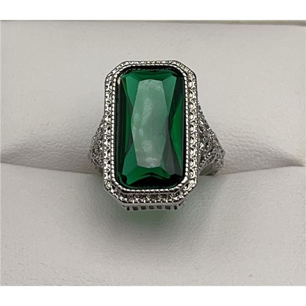 Emerald Cut 3.5 Carat Solitaire Ladies Filagree Dress Ring