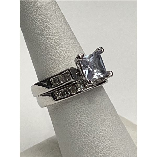 Princess Cut 1.0 Carat Solitaire 2 Ring Bridal Set size 7 NEW