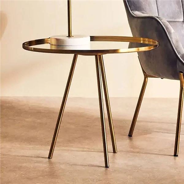 Round Side Table With Gold Metal Legs 51cm