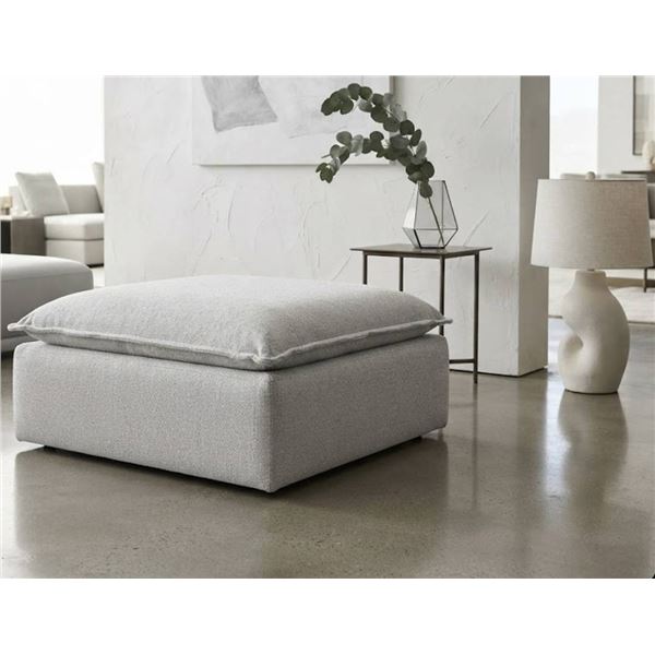Light Grey Upholstered Ottoman Square Footstool