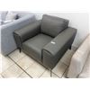 Image 2 : Modern Grey Leather Armchair With Metal Legs