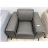 Image 3 : Modern Grey Leather Armchair With Metal Legs