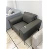 Image 6 : Modern Grey Leather Armchair With Metal Legs