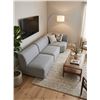 Image 1 : Grey Fabric Sectional Sofa With 2 Patterned Pillows