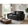 Image 1 : Black Real Natural Leather Loveseat Sofa