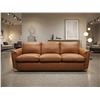 Image 1 : Tan Real Natural Leather Three-Seat Sofa