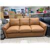 Image 3 : Tan Real Natural Leather Three-Seat Sofa