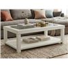Image 1 : White Wood Coffee Table With Glass Top